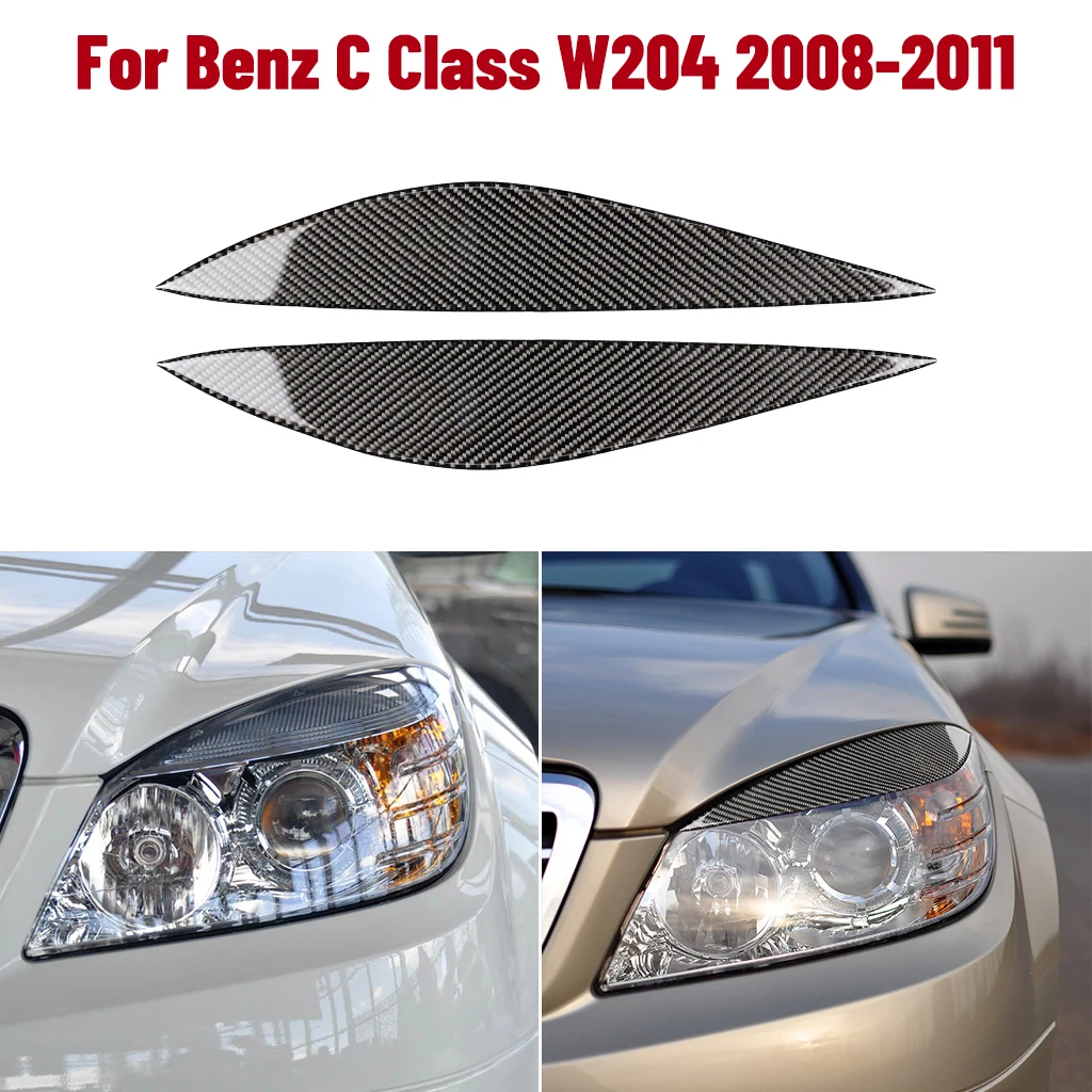 

Carbon Fiber Car Headlight Headlamp Eyebrows Eyelids Trim Cover Stickers for Mercedes-benz C class C180\200\260 C300 W204 C63