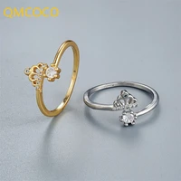 qmcoco hot sell silver color crown ring anniversary girl gifts elegant woman party trendy fine jewelry open adjustable ring