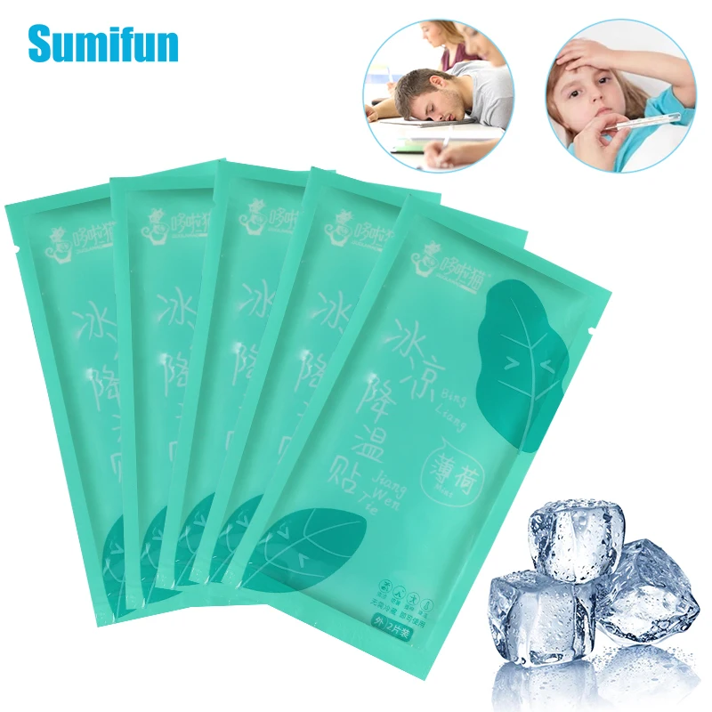 

10pcs/5bags Baby Fever Down Medical Plaster Migraine Headache Pain Patch Pads Lower Temperature Ice Gel Polymer Hydrogel D6282