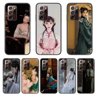 chinese girl classic phone case cover hull for samsung note20 10 9 8 4 pro plus black prime soft bumper transparent