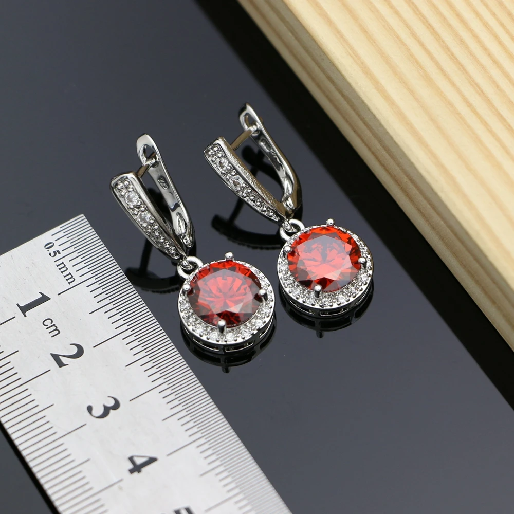 Набор свадебных украшений из серебра 925 пробы с красным фианитом свадебные