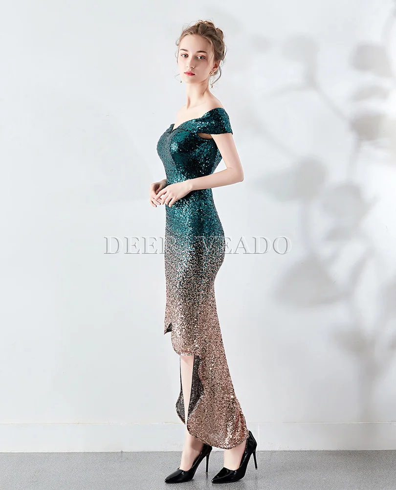 DEERVEADO K16173 сексуальные короткие платья с пайетками для выпускного вечера Новое поступление высокие низкие Вечерние платья Русалка платье для выпускного вечера