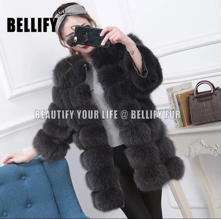 Новинка Популярное пальто из натурального меха лисы с отстегивающимся рукавом