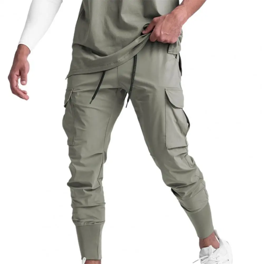 

Men Pants Fashion Casual Solid Color Elastic Waist Drawstring Ankle Banded Autumn Sweatpants for Male Streetwear Men Cargo Pants