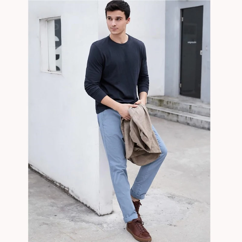 Мужская хлопковая футболка с длинным рукавом белая черная серая высокого