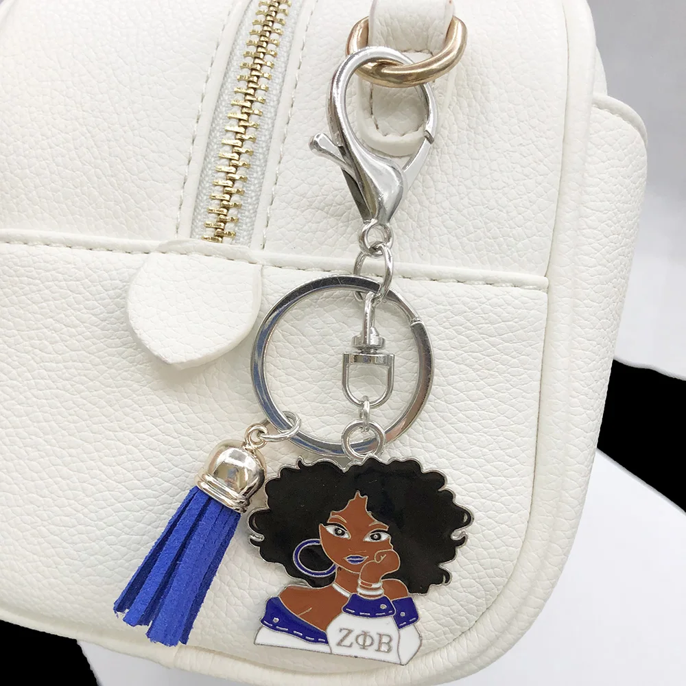 

4 Style Different Color Logo Handmade Greek Sorority Girl Tassel Keychains Key Rings Jewelry Bag Accessories