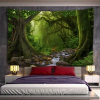 forest plant landscape tapestry scenery wall hanging hippie bedspread bohemian psychedelic tapiz witchcraft home decor