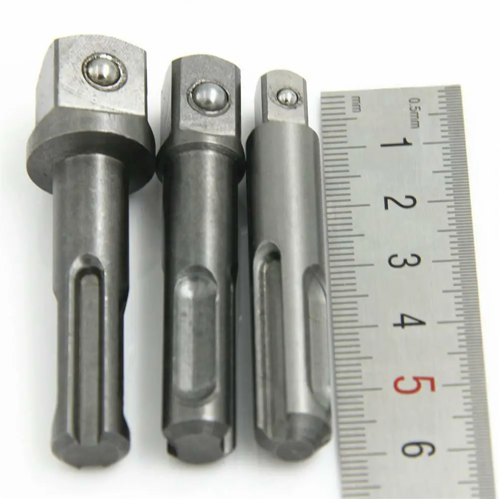 3pcs Socket Nut Driver Adaptor Set 1/4" 3/8" 1/2" SDS Drill Chuck Adapter Power Extension Tool For Hammer Impact | Инструменты