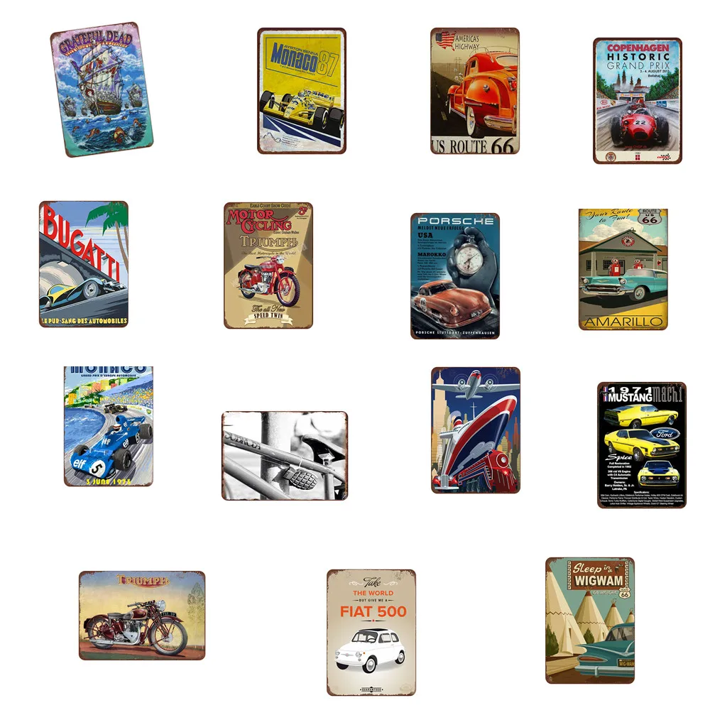 Мотоцикл  автомобиль постер с кораблем жестяная вывеска потертый шик винтажная