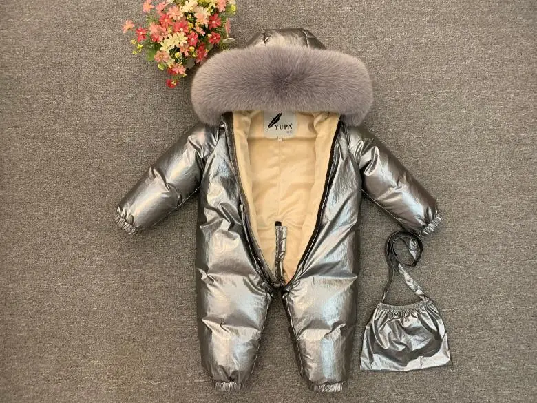 Зимний пуховый комбинезон для новорожденных, комбинезон с плюшевой подкладкой для детей, утепленная теплая верхняя одежда, пальто для маленьких мальчиков и девочек от 0 до 5 лет, зимний комбинезон