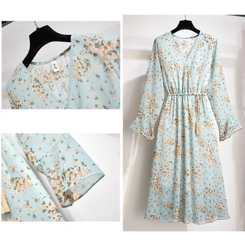 Женское богемное шифоновое платье Mozuleva ТРАПЕЦИЕВИДНОЕ с бантом и цветочным