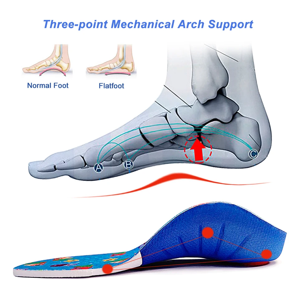 Kids Children Flat Feet Insoles Arch Support 4cm Orthotic Orthopedic Shoe Inserts for X/O Legs Shoe Heel Fixed Pads
