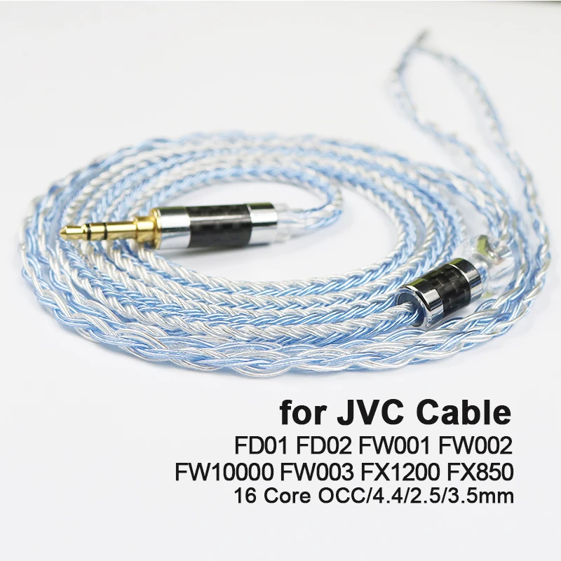 

for JVC Cable FD01 02 FW001 002 FW10000 003 FX1200 OCC 16 Core Earphones Silver Plated Upgrade 4.4mm Balance 2.5 3.5mm With MIC