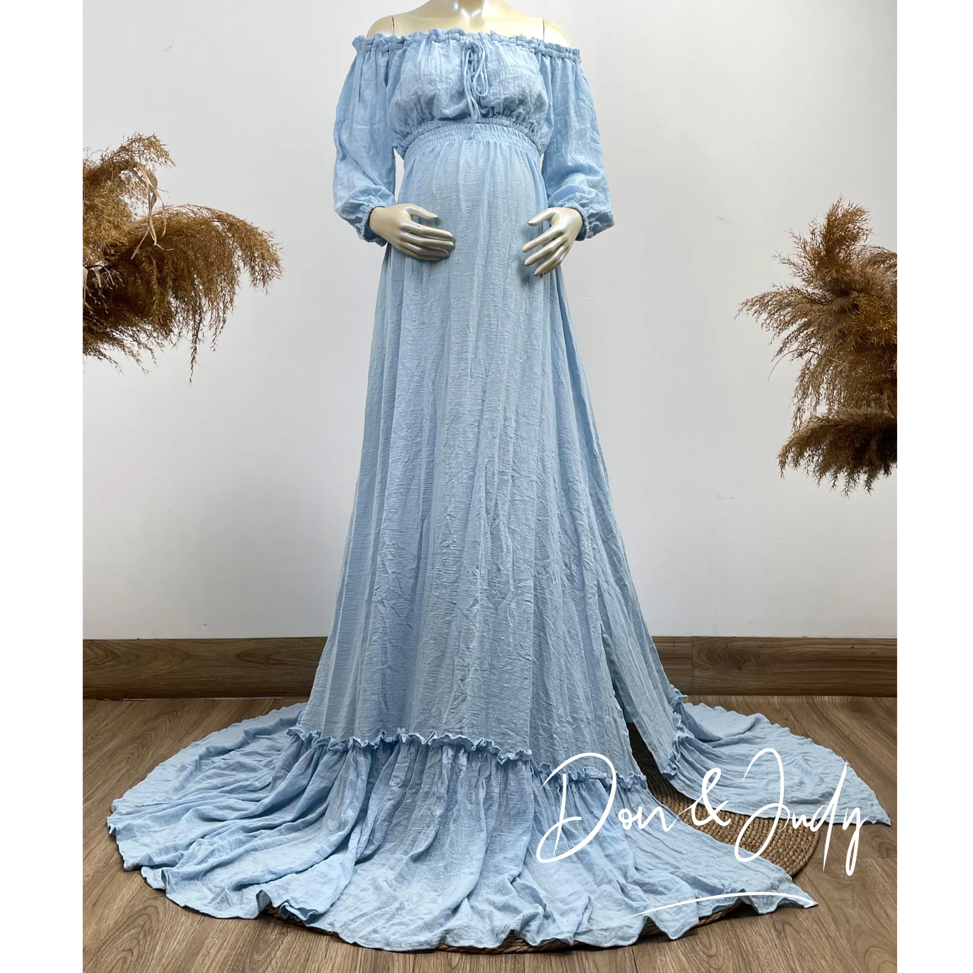 

DON&JUDY Sexy Shoulderless Top and Skirt Set Maternity Pregnant Women Fancy Pregnancy Evening Dress Elegence Gown Photo Shoot