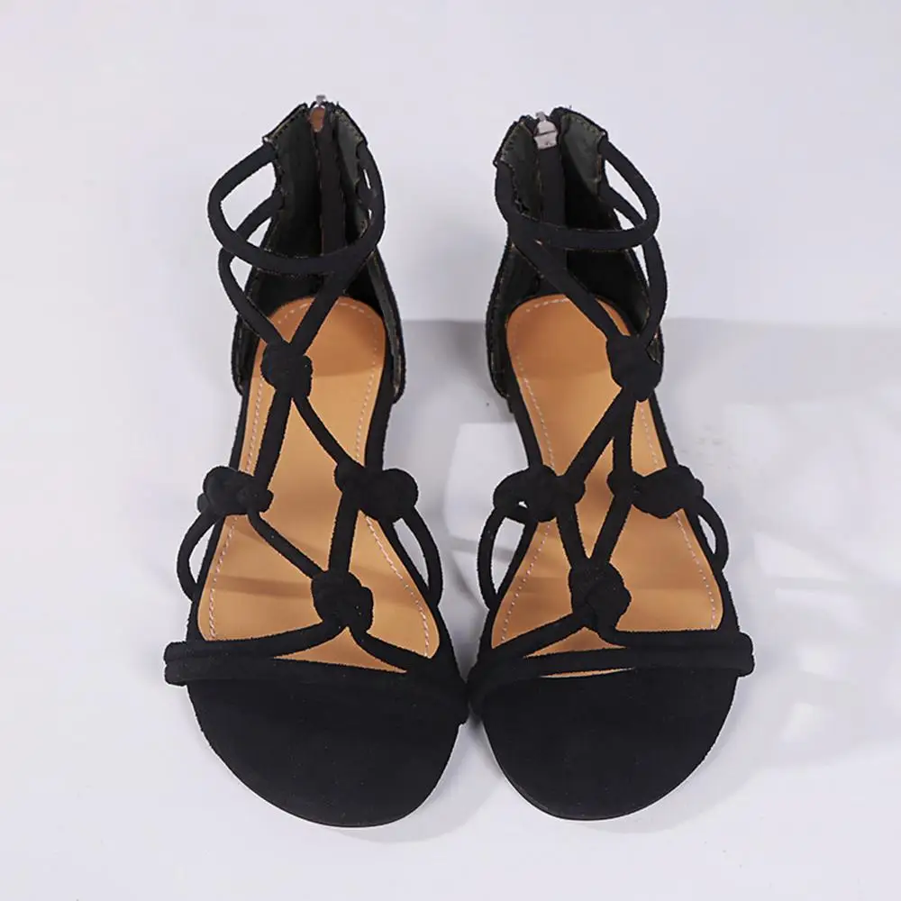 Женские сандалии в римском стиле летние пляжные на плоской подошве ретро большие