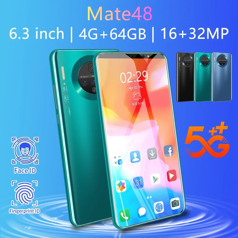

2021Mate 48 smart mobile phone, large-inch curved display, 10.0 Android, high-definition screen global version