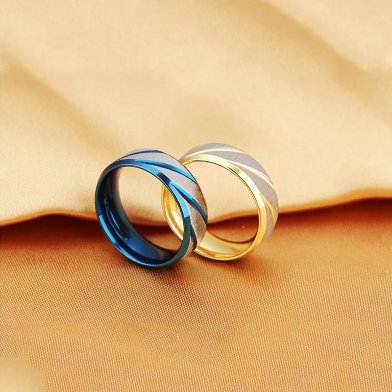 

Stainless Steel 8mmTwill Milled Titanium Steel Fashion Men Women Engagement Wedding Couple Rings for Lovers Anillo de pareja