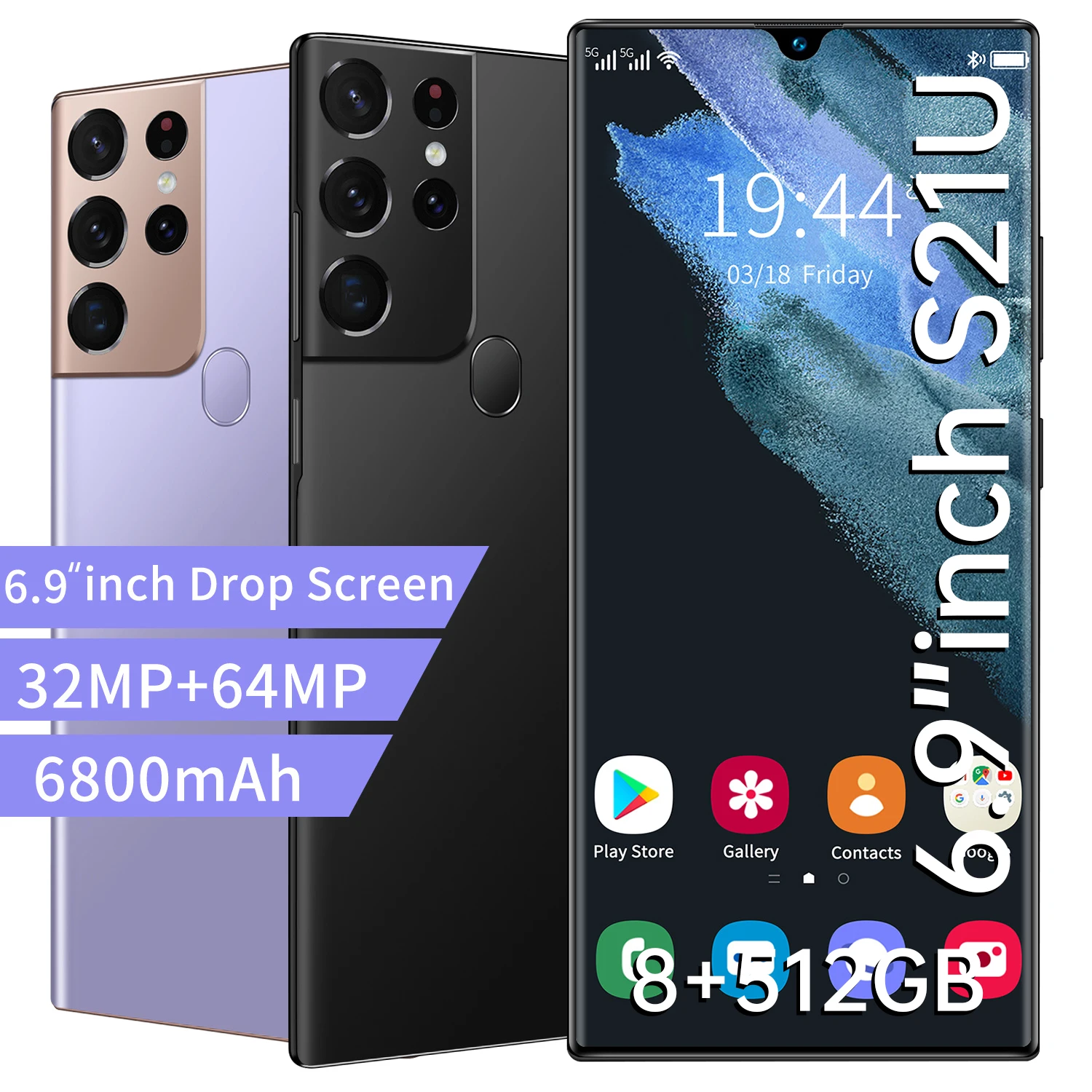 

Global Version S21 U 6.9Inch 12GB 512GB Android 11 Smartphone 32MP Alloy Camera Face ID 4G LTE 6800mAh Dual SIM Card Cellphone