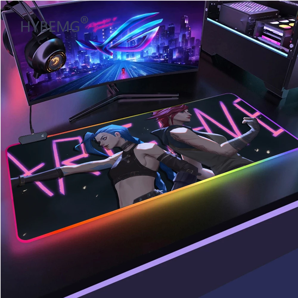 high quality league of legends jinx gaming mouse pad laptop gamer rgb mousepad anime antislip mat keyboard deskmat for overwatch free global shipping