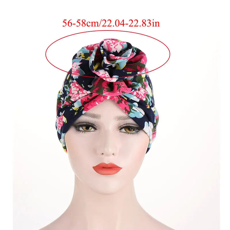 Тюрбан с цветочным принтом шапка мусульманский большой цветок Женская индийская