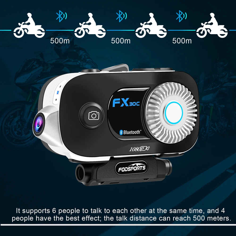 G5 Pro мотоциклетная bluetooth гарнитура для шлема 6 человек Intercom 1080P видео рекордер