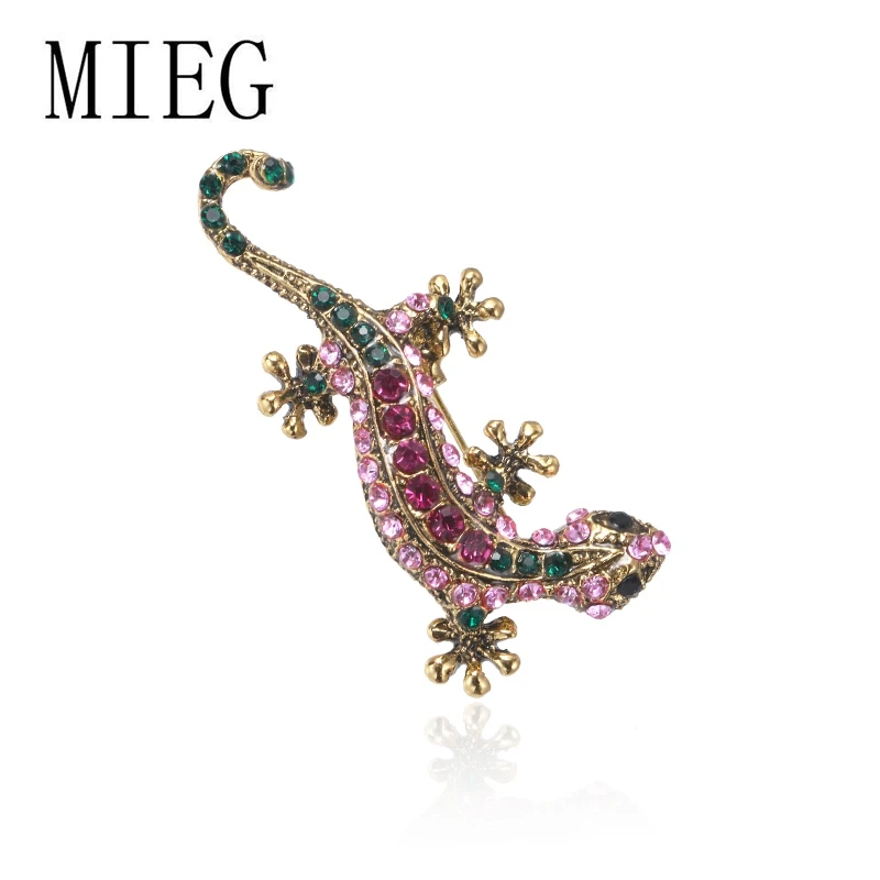MIEG Фирменное Новое поступление цветные стразы броши в виде ящериц для женщин