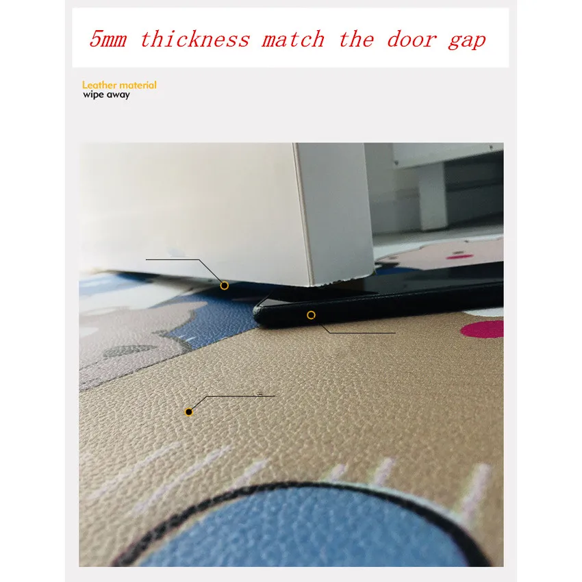 Мультяшный коврик из искусственной кожи моющийся кухонный нескользящий для