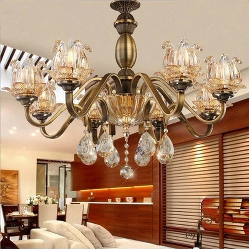 Crystal Chandelier For Living Room Lamps Glass Lustre Vintage Led Modern Lighting | Лампы и освещение