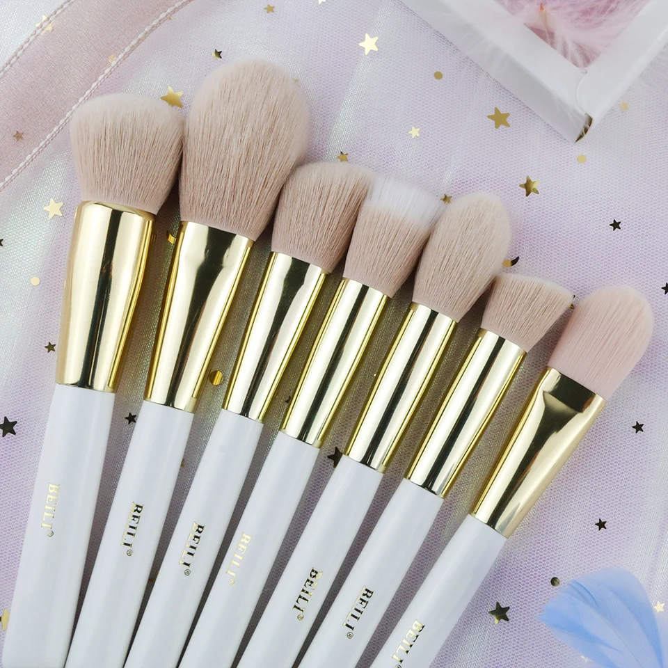Набор кистей для макияжа BEILI Профессиональные кисти белого лица розовые