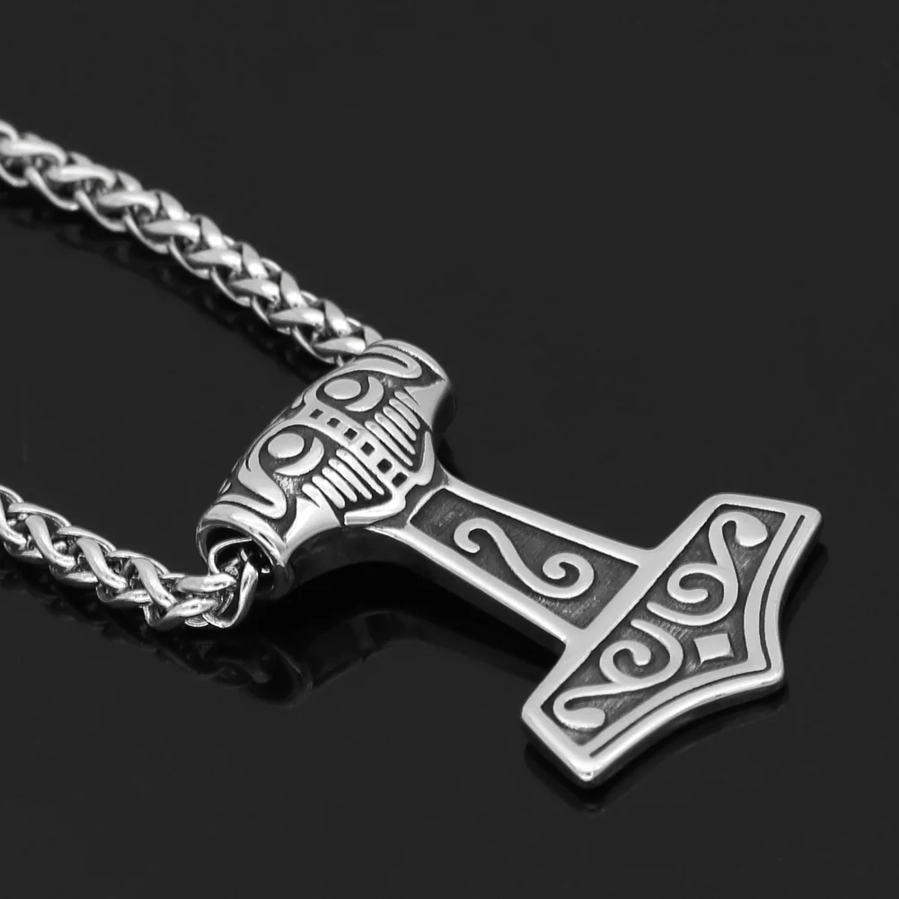 Скандинавский Викинг Mjolnir из нержавеющей стали Thor Hammer Raven Head ожерелье для мужчин с