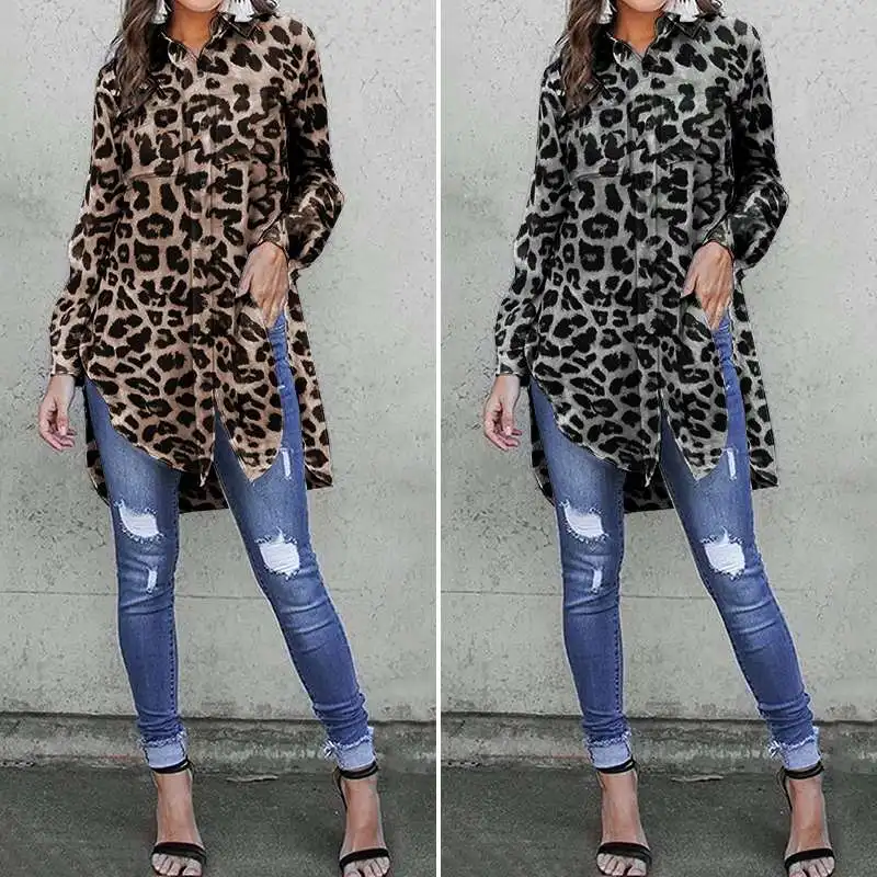 Celmia Women Blouses Fashion Leopard Printed Shirts 2022 Summer Long Sleeve Tunic Tops Casual Loose Buttons Office Lady Blusas