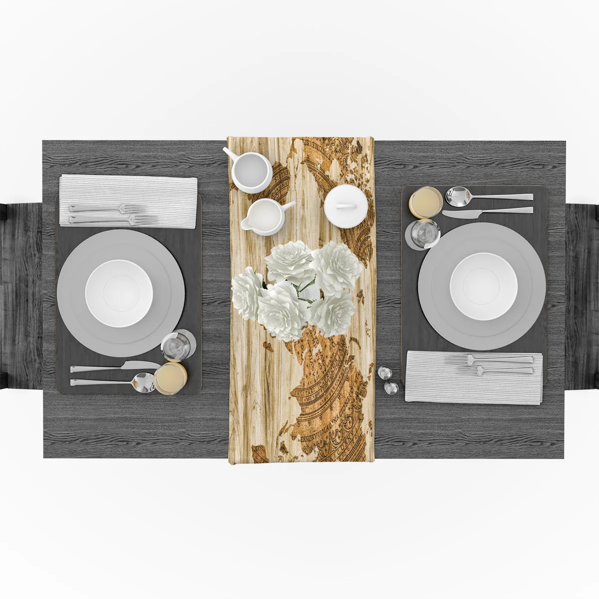 Деревянная винтажная дорожка мира коричневая деревенская настольная домашний