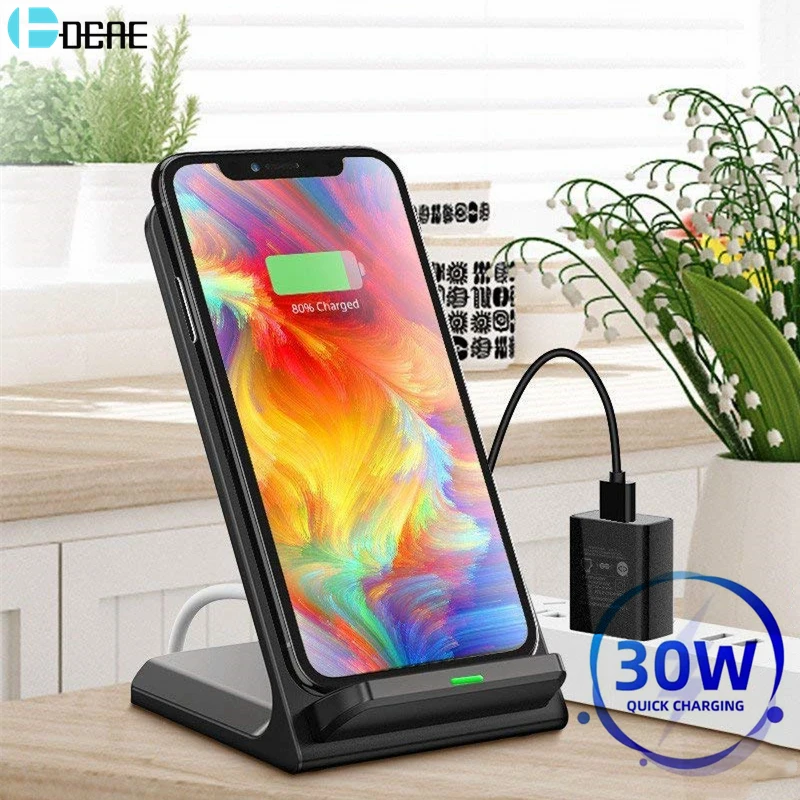 Беспроводное зарядное устройство Qi 30 Вт для iPhone 12 11 Pro XS Max XR X 8 Индукционная