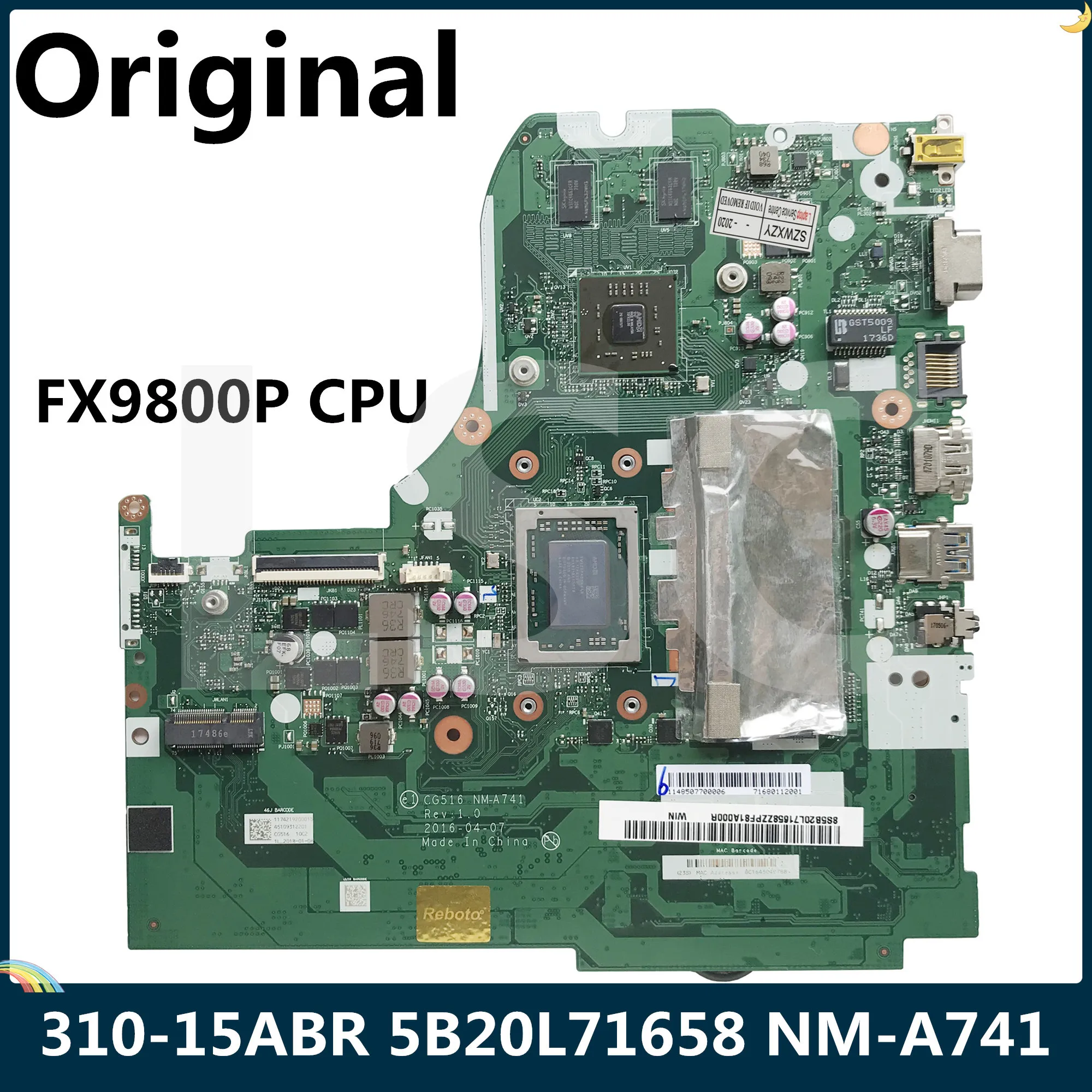 СОП для Lenovo Ideapad 310-15ABR Материнская плата ноутбука FX9800P процессор 5B20L71658 CG516 NM-A741 100%