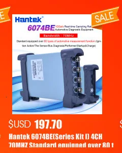 Hantek 6074BE(серия Kit I) 4CH 70MHZ Стандартный оборудованный более 80 типов автомобильной функции измерения USB2.0