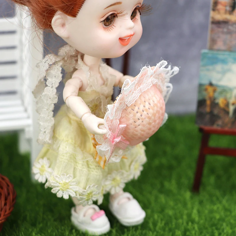 

1PC Fashion Doll Hat Pink Straw Hat For Dollhouse Decoration Toys Gift For Children Kids