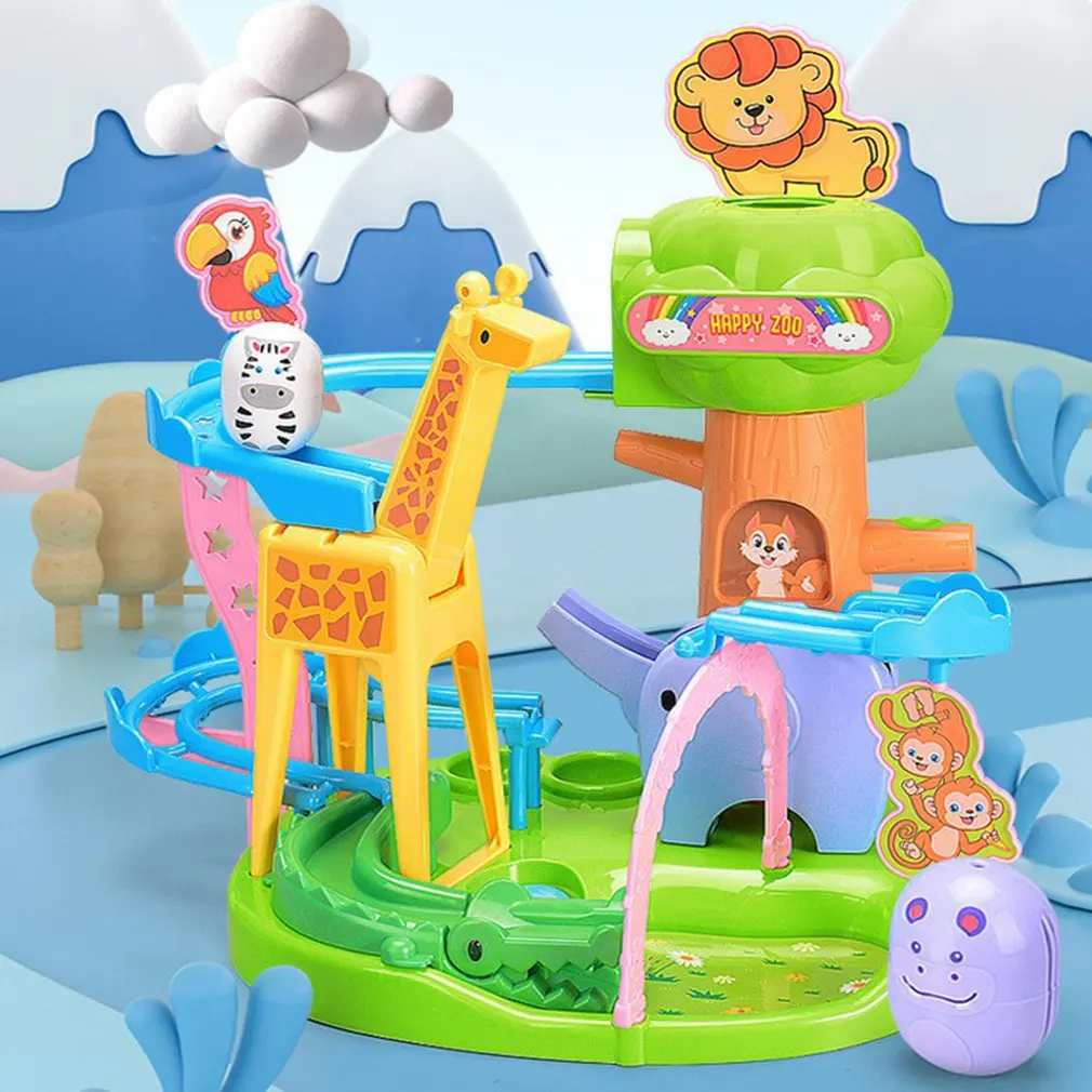 

New strange children 3-6-year-old cartoon zoo tumbler Slide Puzzle early childhood education assembly track ball toys