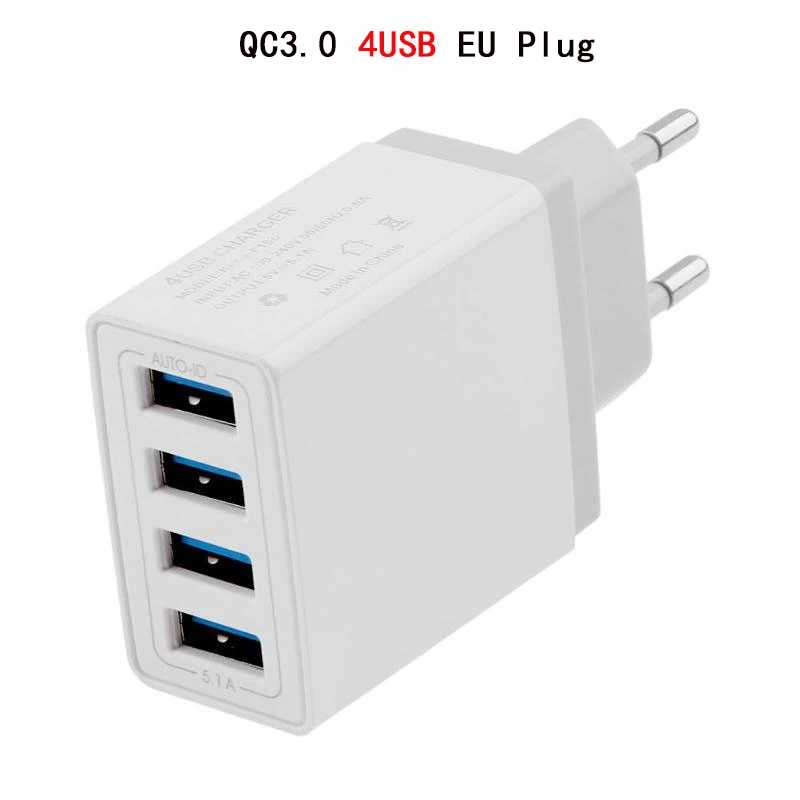 EU Plug Зарядное устройство USB quick charge 3,0 для iPhone iPad EU US штепсельный адаптер настенное зарядное устройство для samsung Xiaomi Mi 8 huawei зарядное устройство для мобильных телефонов - Тип штекера: EU Plug