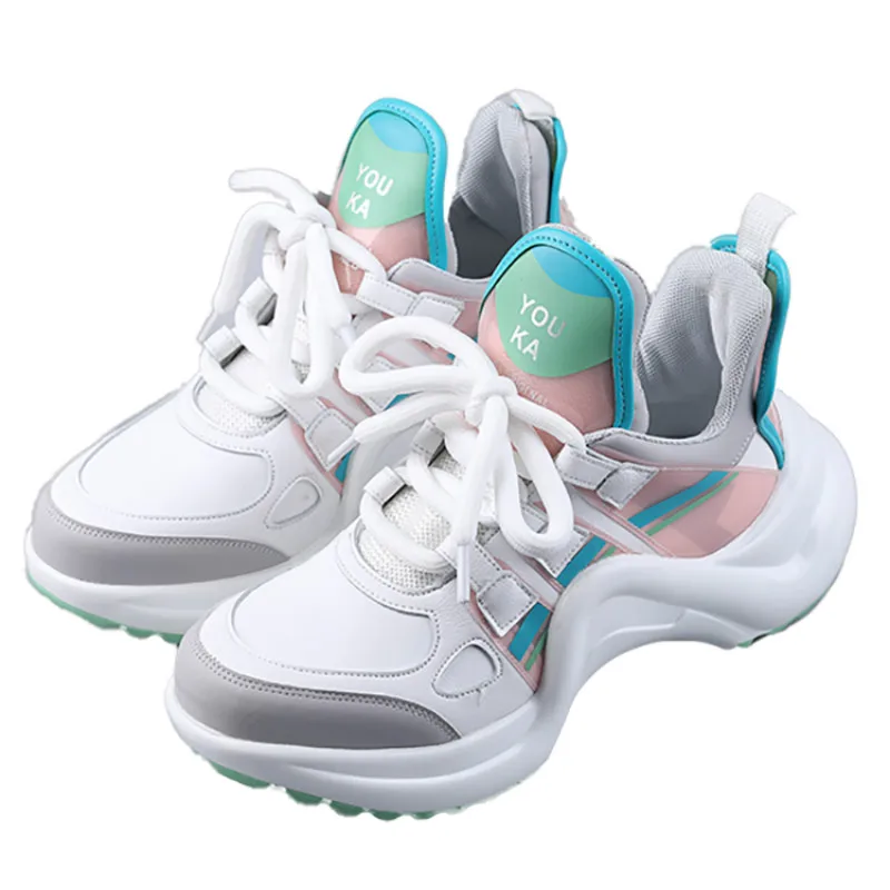 

spring and summer new daddy shoes casual shoes color matching increased wild breathable white shoes Women's platform sneakers