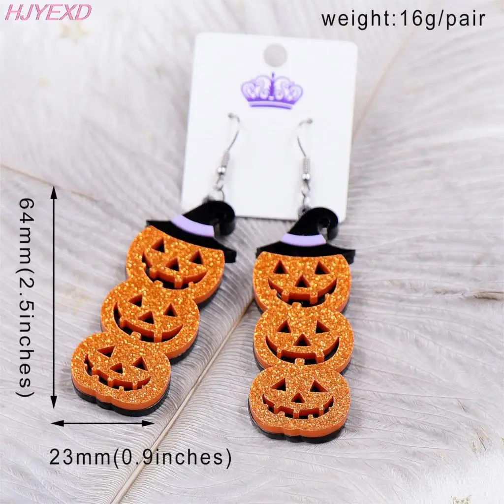 (1pair) Halloween Dangle Earrings Glitter Acrylic Witch Hat Pumpkin Totem Poles | Украшения и аксессуары