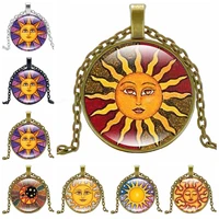 2019 new accessories sun moon time glass round necklace vintage alloy galaxy sun god pendant sweater chain jewelry