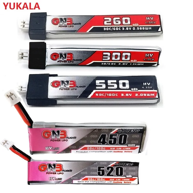 5 шт. аккумулятор Gaoneng GNB FPV батареи 3 8 v 260/300/450/520/550 мА/ч PH2.0 Plug Lipo Батарея для дрона с