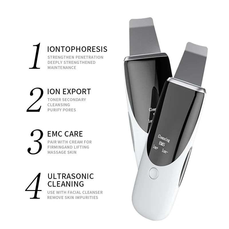 

Peeling Shovel Cleaner Ultrasonic Skin Scrubber Blackhead Acne Meter Face Vibration massage Facial Scraper EMS Lifter