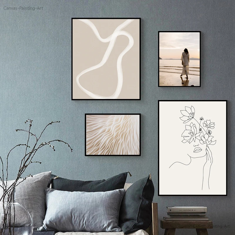 

Abstract Wall Art Canvas Painting Morandi Scandinavia Style Scene Poster Print Pictures for Living Room Interior Home Decoration