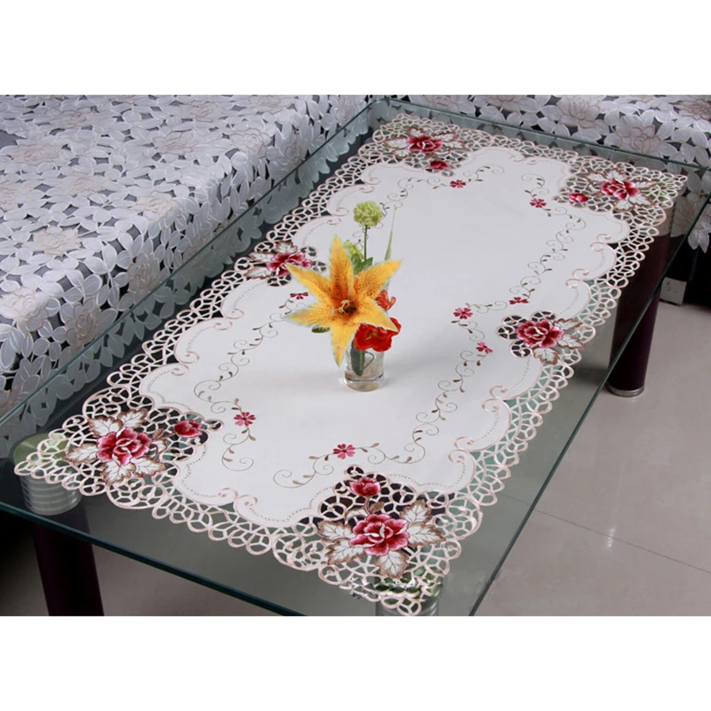 

Rural Vintage Embroidered Dining Tablecloth Color Soft Cotton Stripe Multi Sizes Lacy Home Kitchen Banquet Table Cover