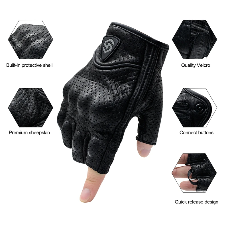1 пара перчатки для велоспорта овчина кожаные без пальцев мотокросса верховой
