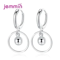 brand cz fine big round circle drop earrings for women brincos 925 sterling silver elegant easy wear piercing jewelry