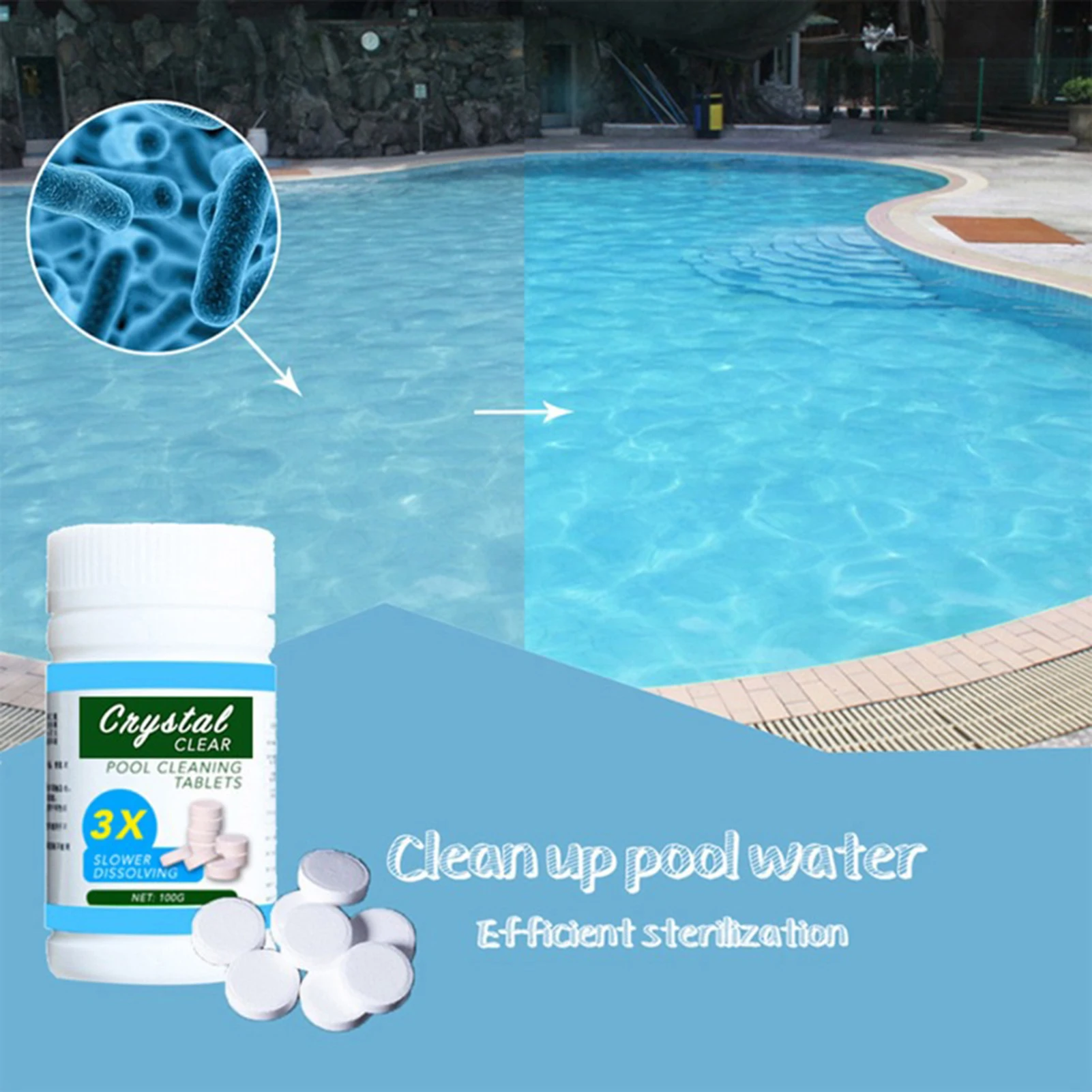 

Swimming Pool Cleaning Tablets Slower Dissolving (Net:100g)