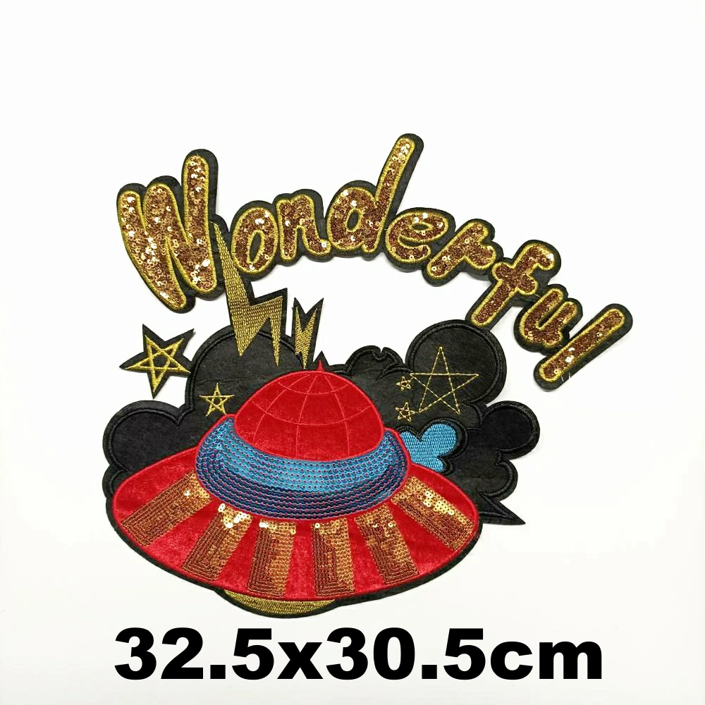 

Accessories large embroidery big star ufo space patches for clothing OR-423