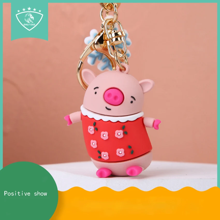 Кольцо для ключей с изображением маленькой свиньи кольцо снежинки сидящей